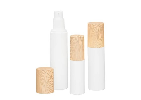 15ml 30ml 50ml Wood Grain Over Cap PP Airless Bottle Packaging With Water Transfer Printing