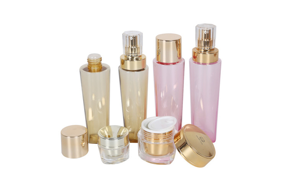 Popularity Gold Cosmetic Packaging Set 150/200ml PETG Toner Bottle Lotion Bottle 15/50g Acrylic Cream Jar