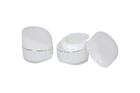 White Acrylic Obilque Cap 30-50-100-120ml Lotion Bottle 30-50g Cream jar Skincare Cosmetic Packaging Set