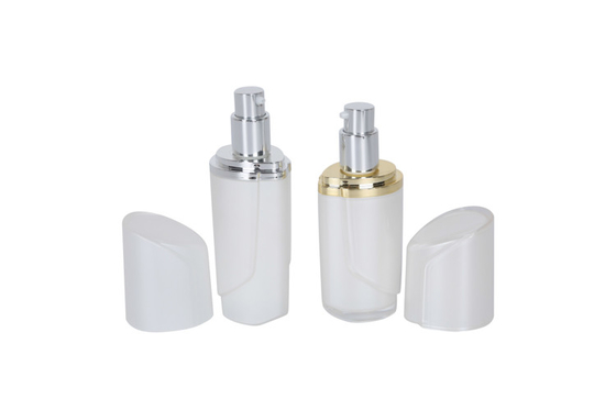 White Acrylic Obilque Cap 30-50-100-120ml Lotion Bottle 30-50g Cream jar Skincare Cosmetic Packaging Set